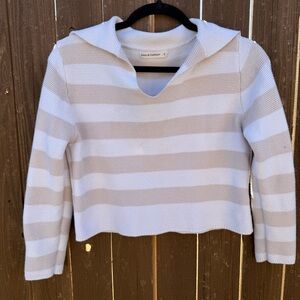 Moon & Madison Striped Knit Collared Crop Sweater (Size S)